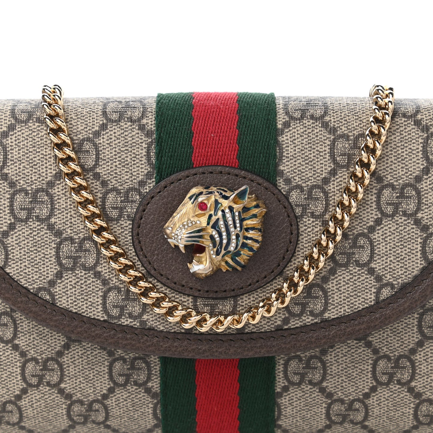 GG Supreme Monogram Web Mini Rajah Slim Flap Shoulder Bag Beige New Acero