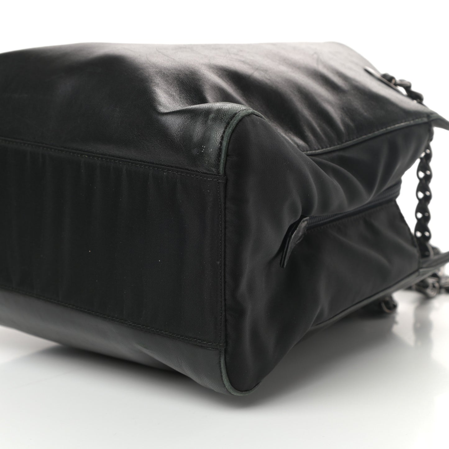 Nappa Nylon Chain Shoulder Bag Black