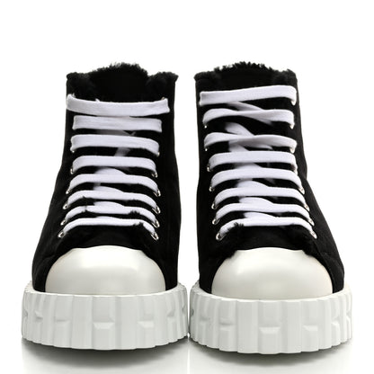 Hermes Woolskin Calfskin Womens Climb Sneakers 37 Black 2 of 8