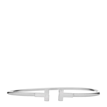 Tiffany 18K White Gold Narrow T Wire Bracelet 1 of 4