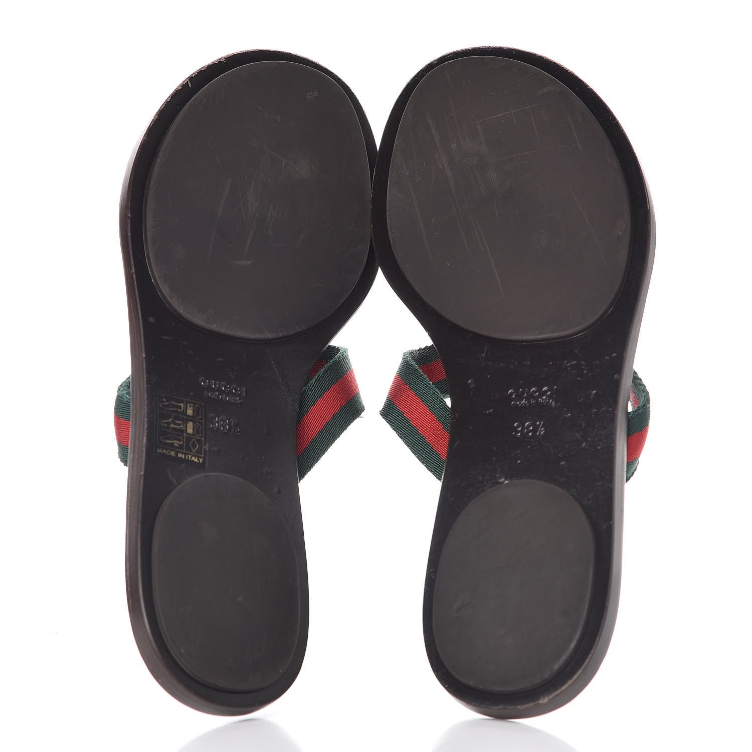 Gucci Nylon Guccissima Web Womens Thong Sandals 38.5 Green Red Cocoa 5 of 8