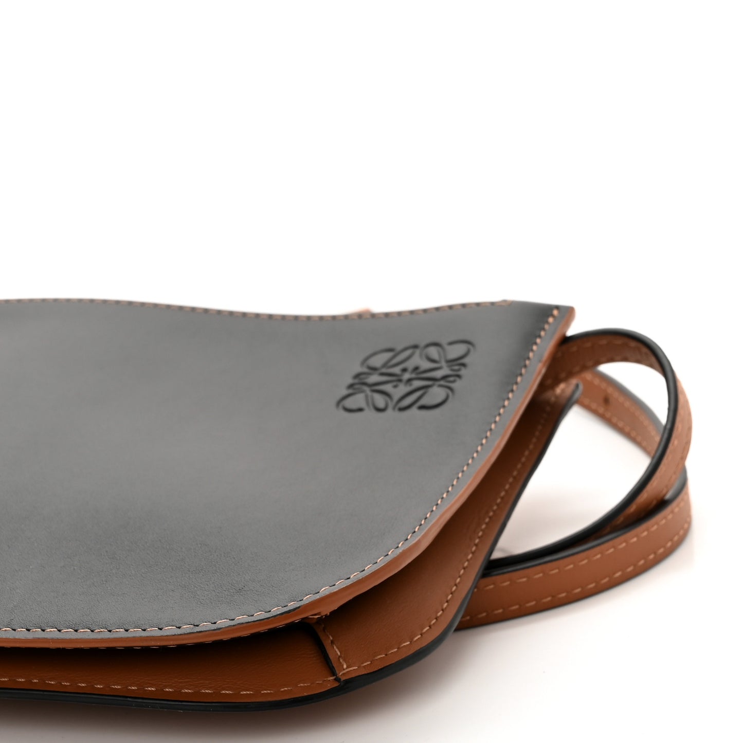 Smooth Calfskin Double Zip Crossbody Black Tan