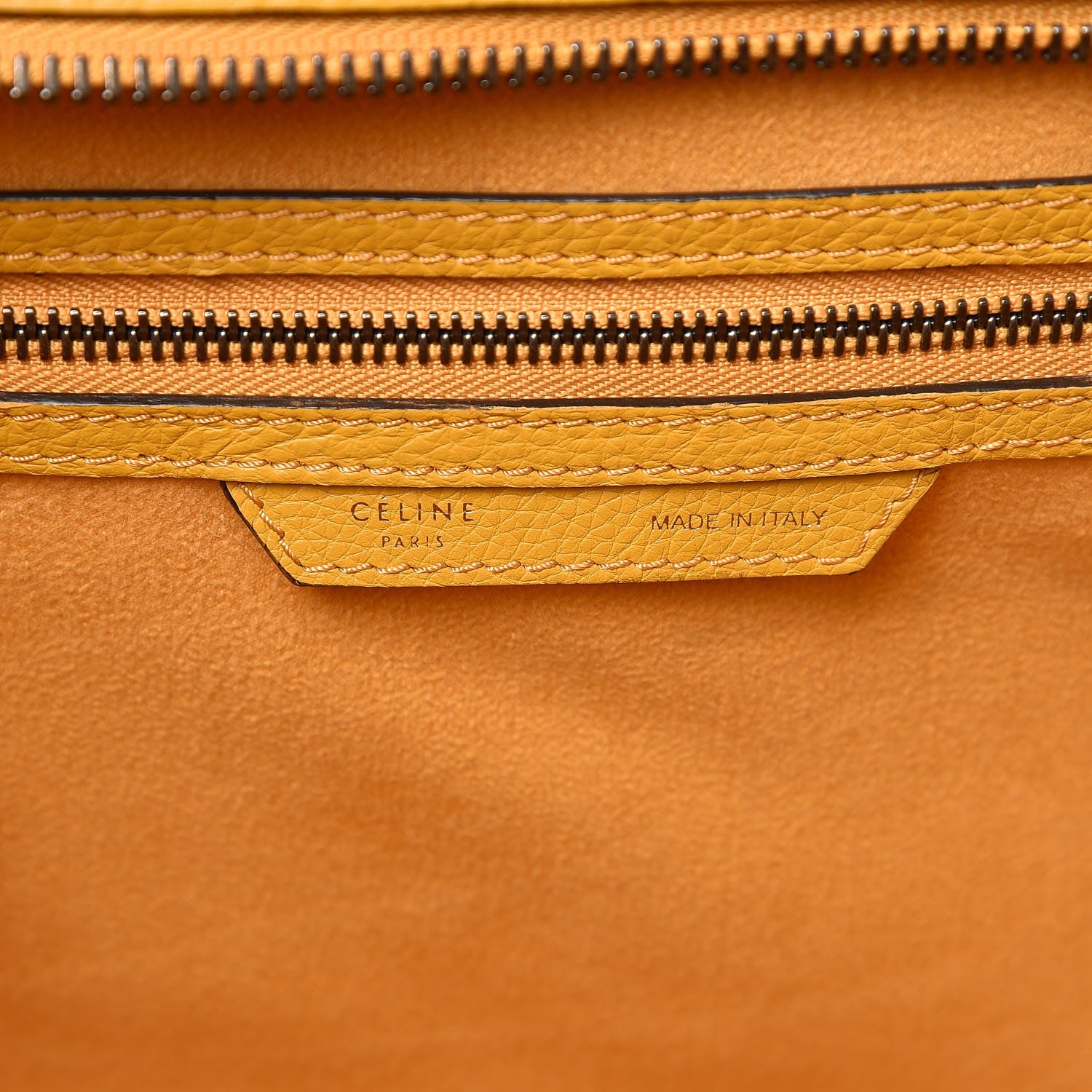 Celine Drummed Calfskin Mini Luggage Ocre 6 of 11