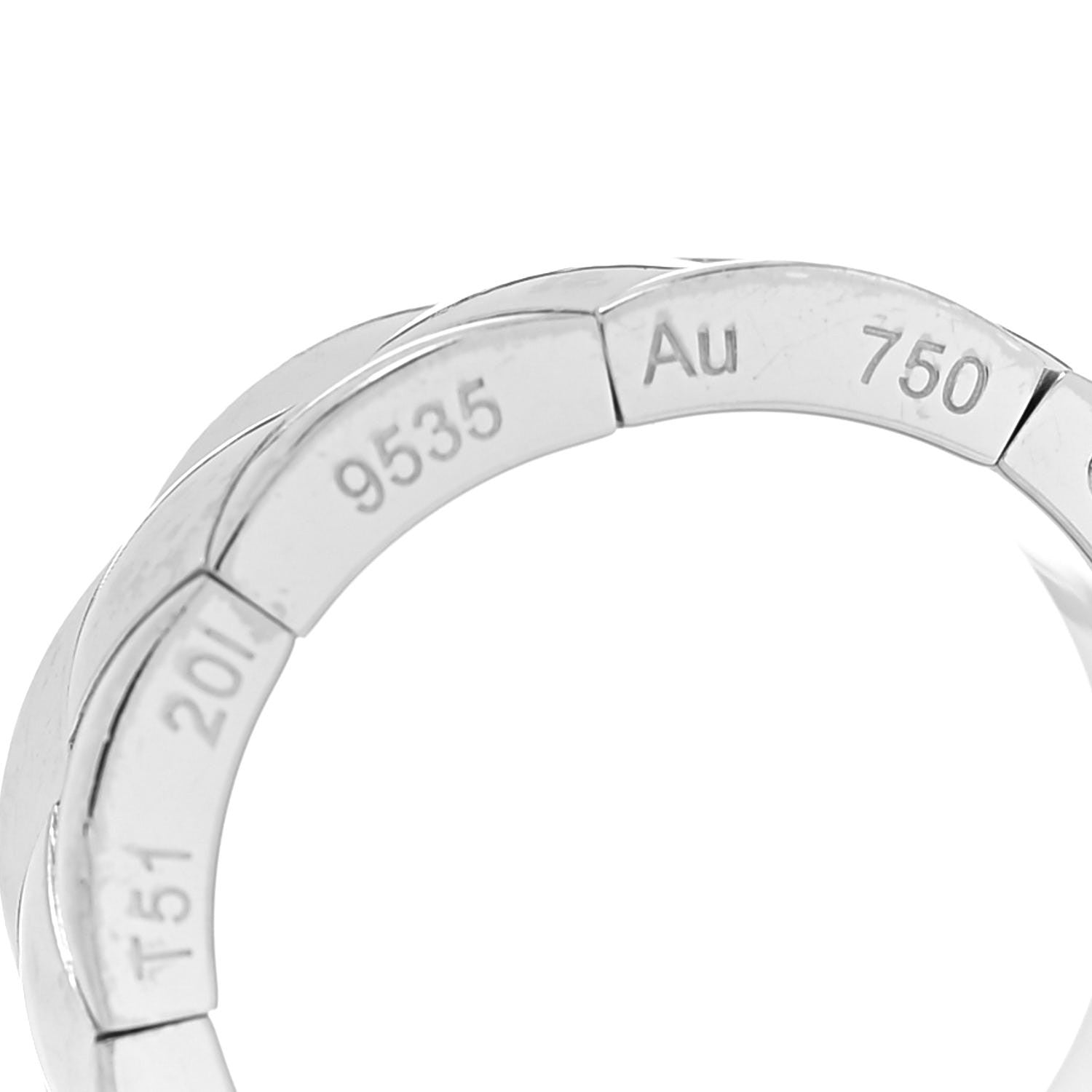 Chanel 18K White Gold Matelasse Ring 51 5.75 5 of 5