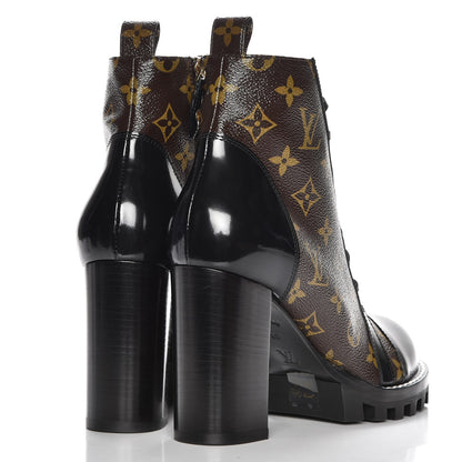 Louis Vuitton Patent Calfskin Monogram Star Trail Ankle Boots 40 Black 4 of 8