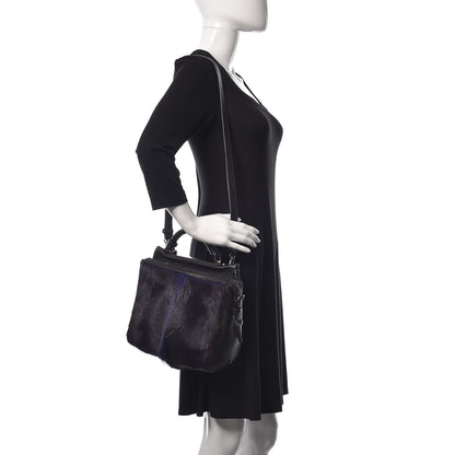 3.1 Phillip Lim 3.1 Goat Fur Calfskin Ryder Satchel Purple Black 2 of 12