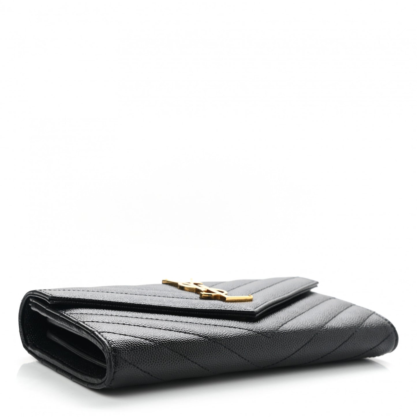 Grain De Poudre Matelasse Chevron Monogram Flap Wallet Black