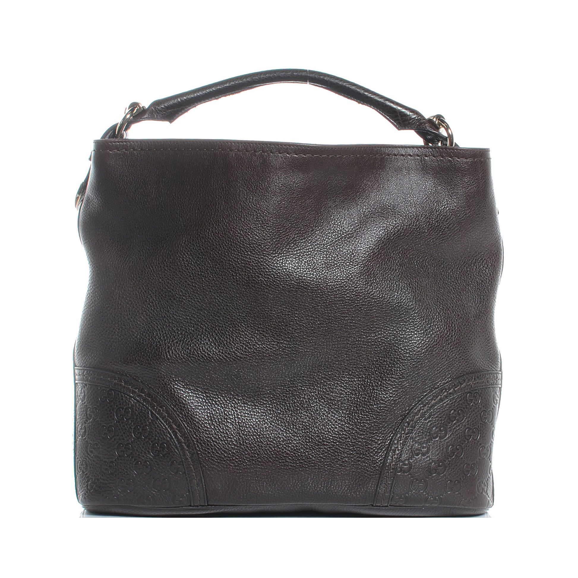 Gucci Leather Guccissima Trim Large Signoria Hobo Dark Brown 1 of 7