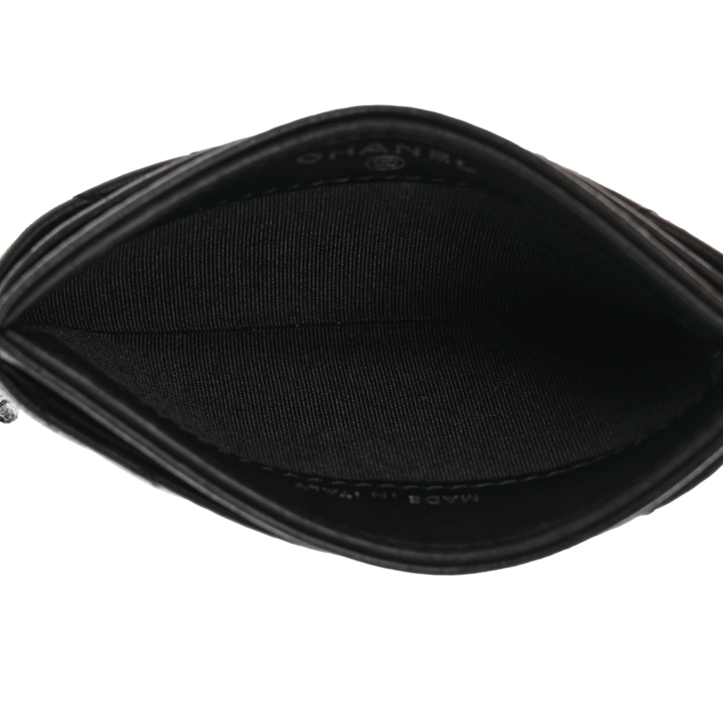 Lambskin Chevron Quilted Card Holder So Black