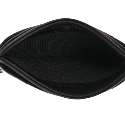 Chanel Lambskin Chevron Quilted Card Holder So Black 5 of 8