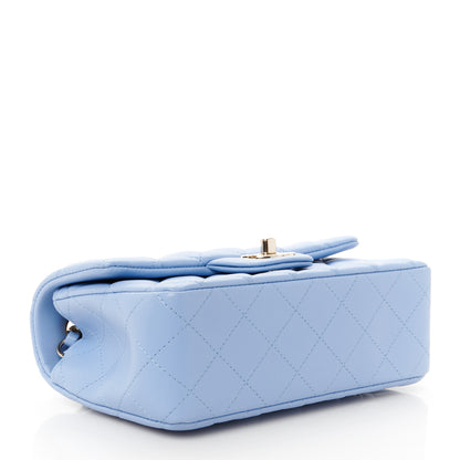 Chanel Lambskin Quilted Mini Rectangular Flap Light Blue 4 of 11
