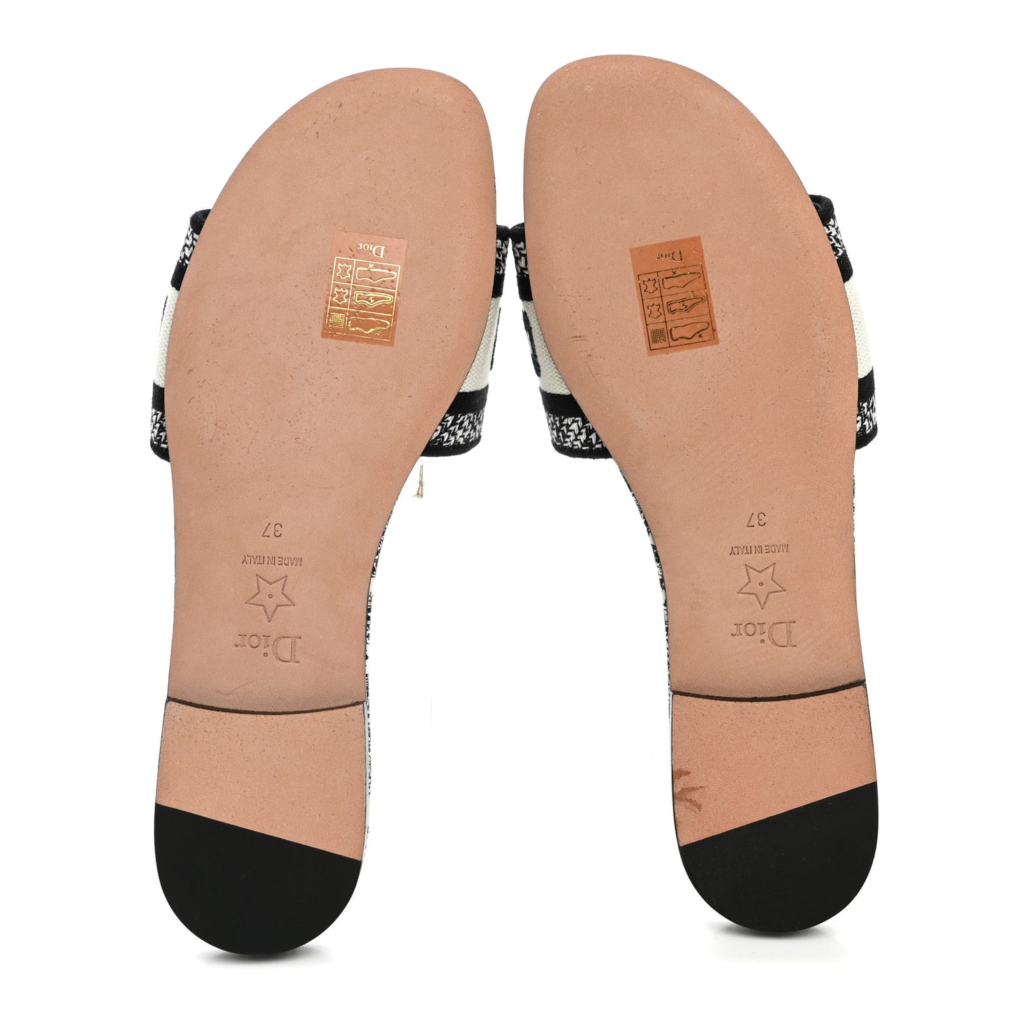 Canvas Embroidered Paris Dway Mules Slide Sandals 37 White Black