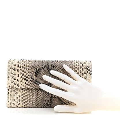 Nancy Gonzalez Snakeskin Flap Clutch White Grey 2 of 14
