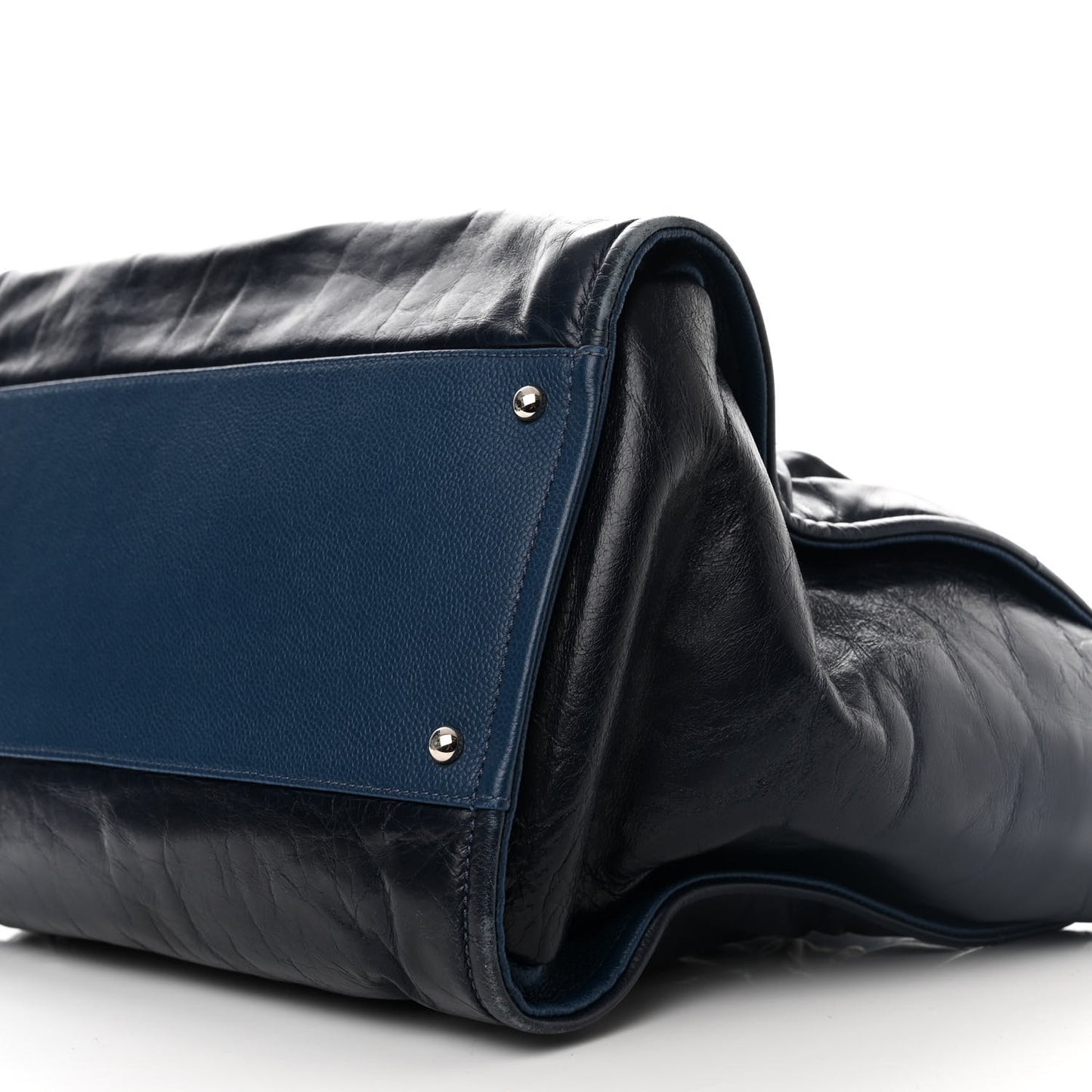 Glazed Calfskin Medium Deauville Tote Blue