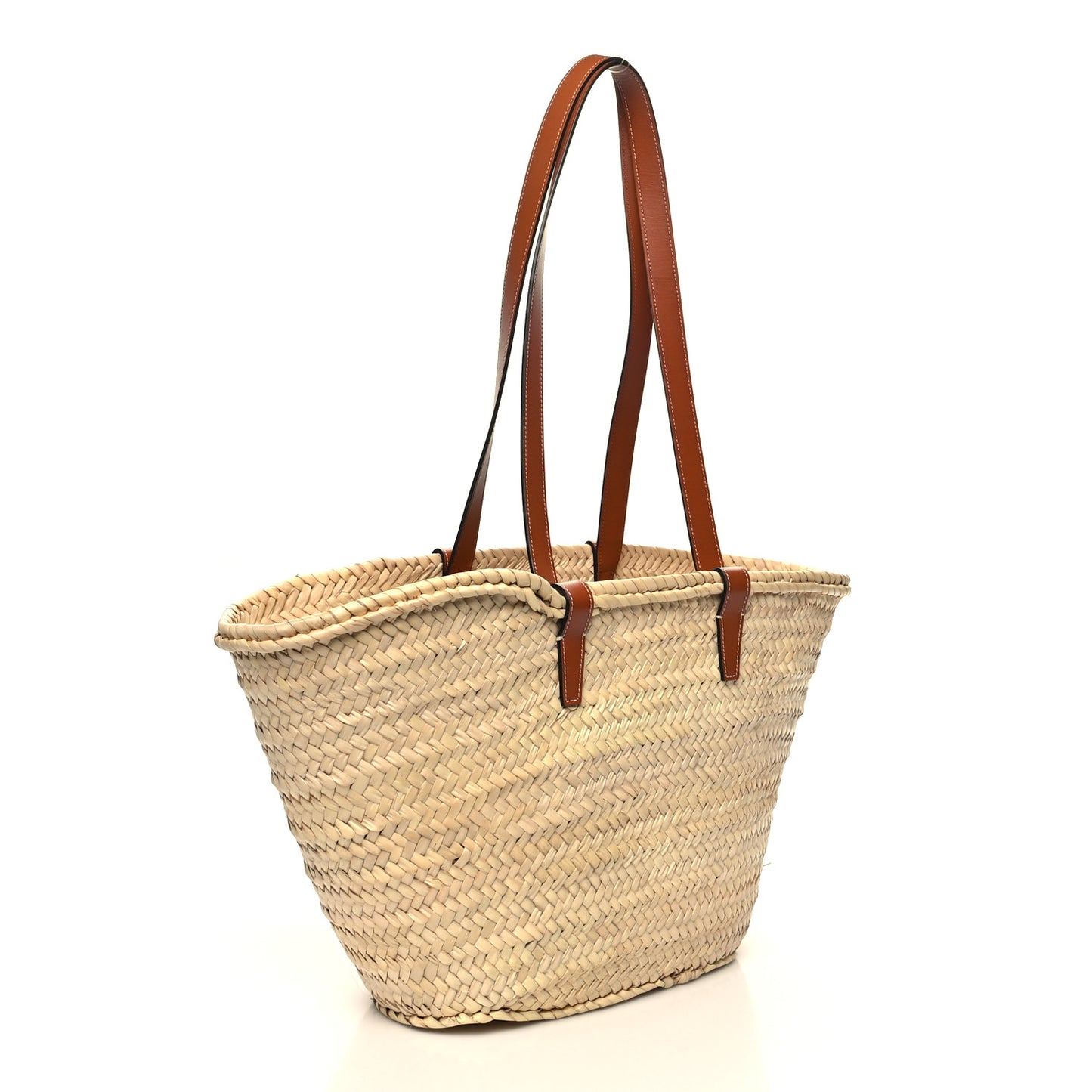 Raffia Calfskin Triomphe Medium Panier Tan
