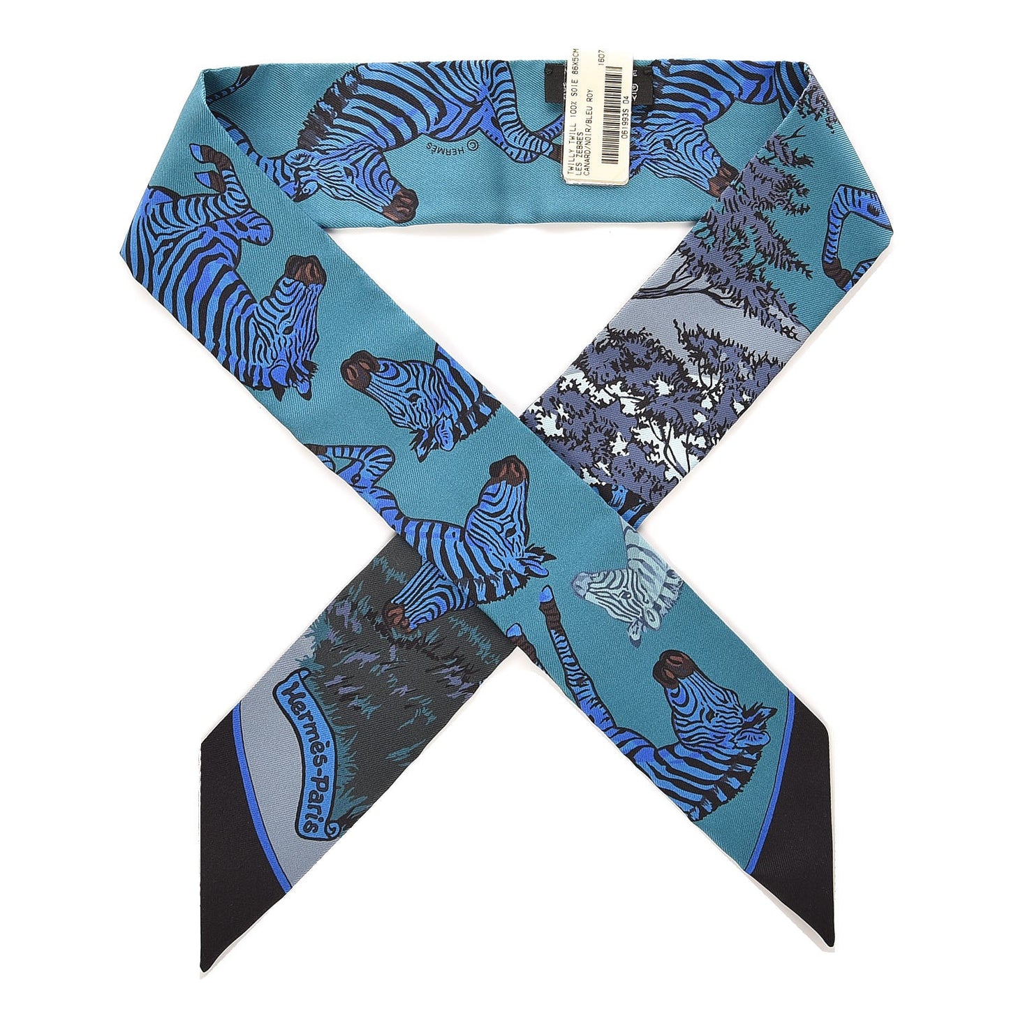 Silk Les Zebres Twilly Canard Noir Bleu Roy