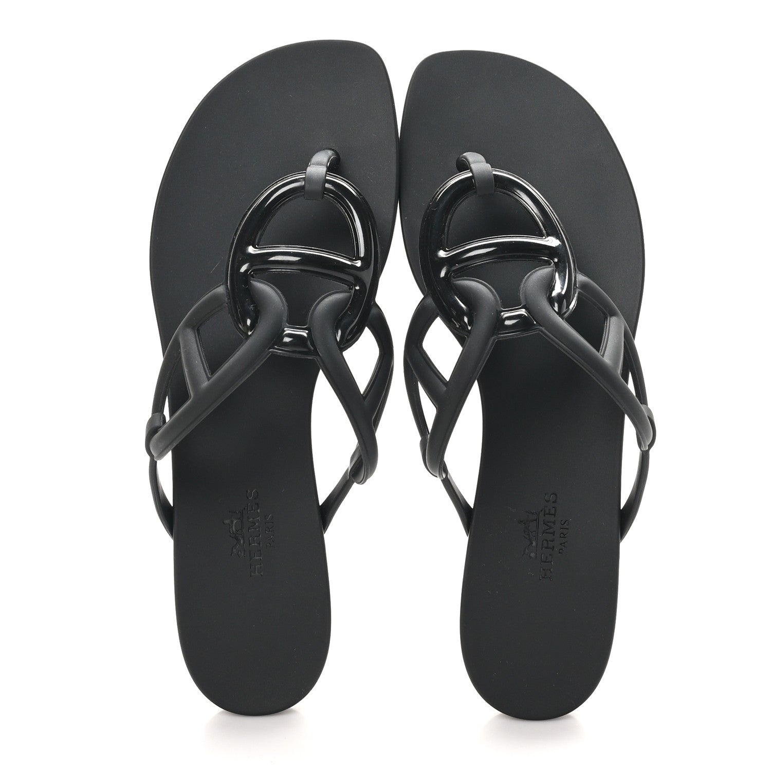 Hermes Rubber Womens Egerie Sandals 37 Black 2 of 10