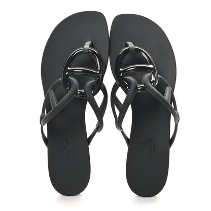 Hermes Rubber Womens Egerie Sandals 37 Black 2 of 10