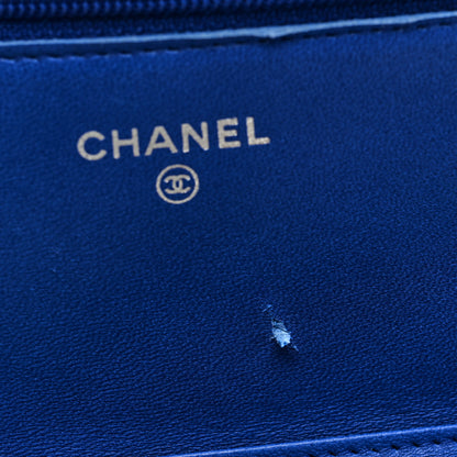 Chanel Lambskin Quilted Wallet On Chain WOC Blue 10 of 10
