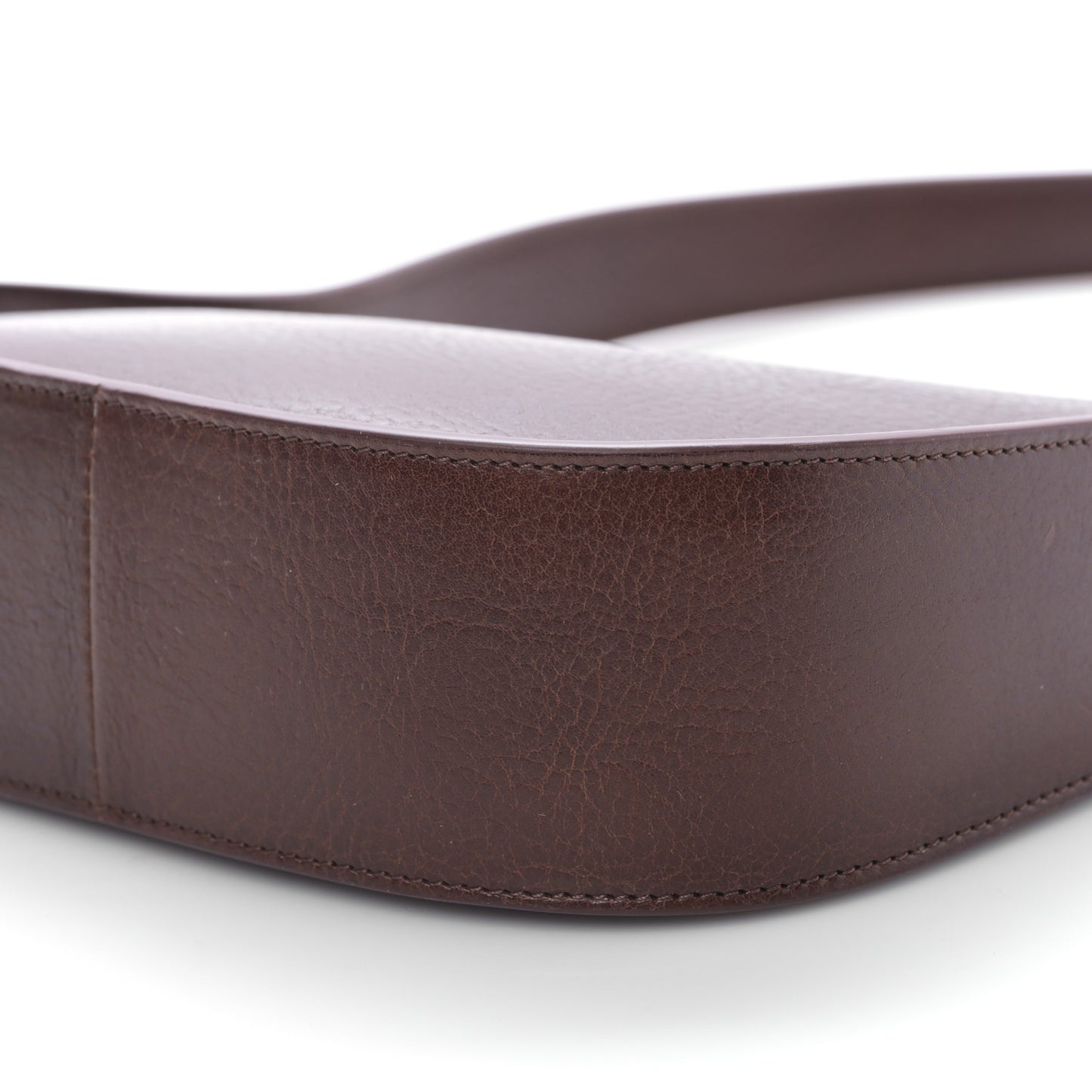 Grained Calfskin Half Moon Shoulder Bag Brown