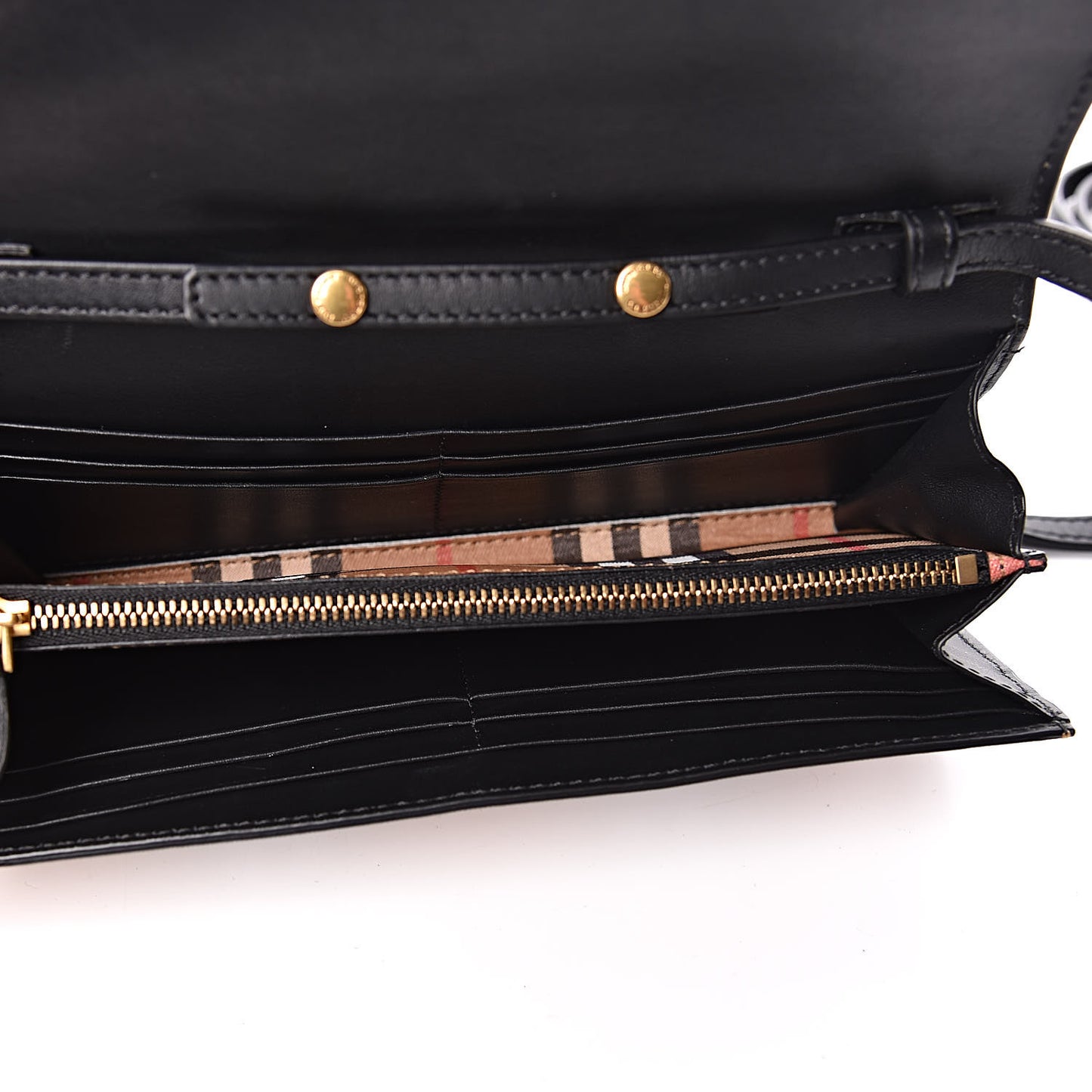 Vintage Check Henley Wallet On Chain Black