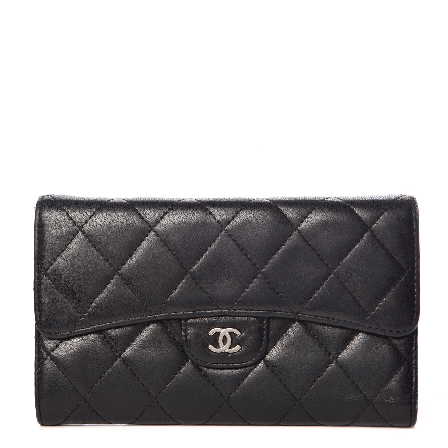 Chanel Lambskin Quilted Large Flap Wallet Black 1 of 14