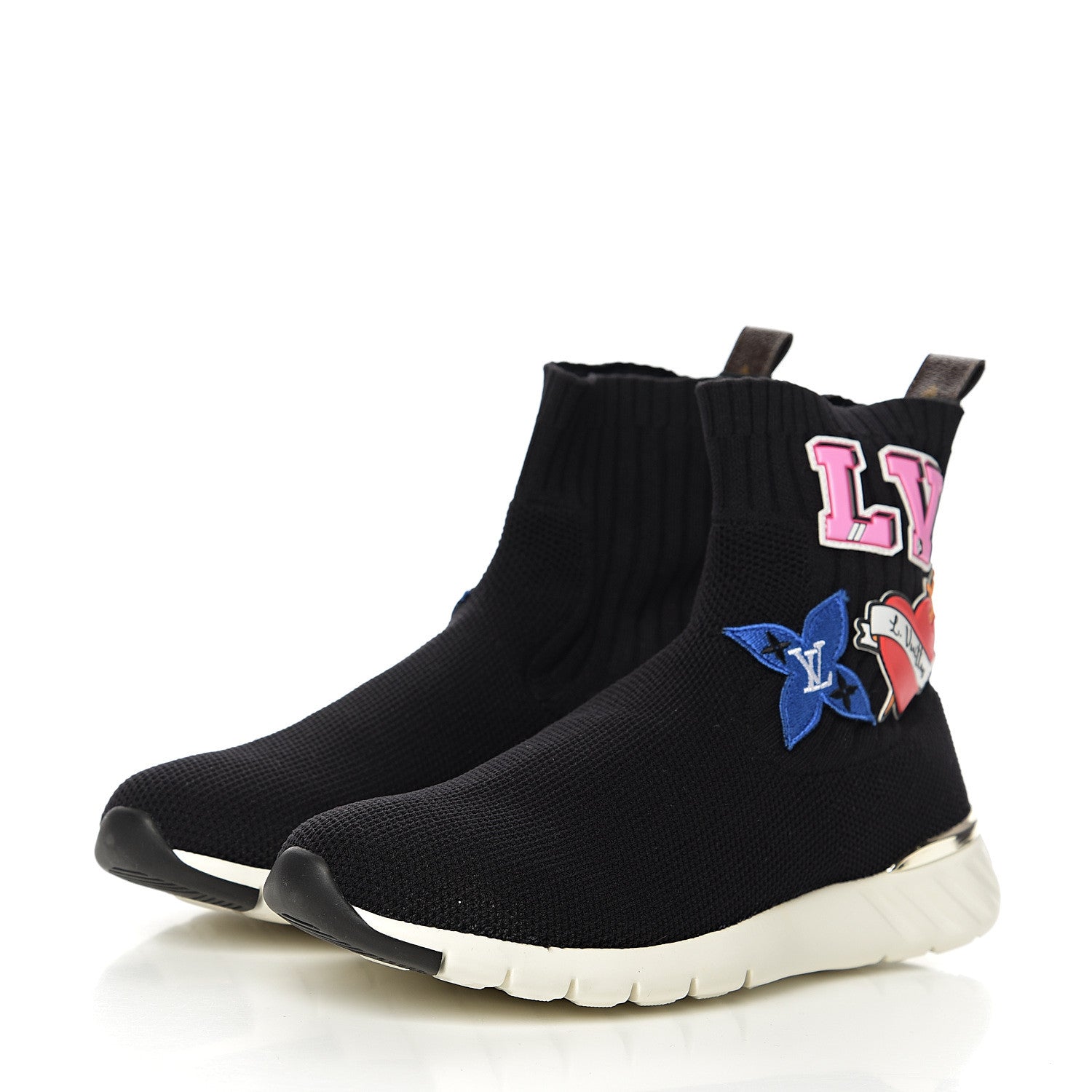 Louis Vuitton Stretch Fabric LV Black Heart Sock Sneaker 39 Black 3 of 8