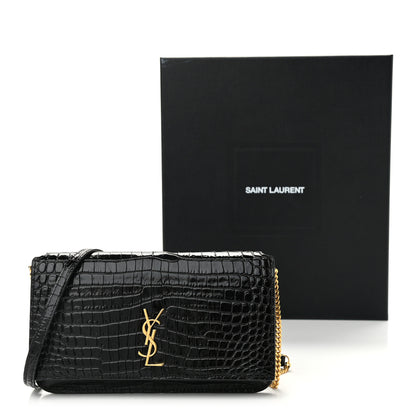 Saint Laurent Crocodile Embossed Monogram Phone Holder Crossbody Black 11 of 11