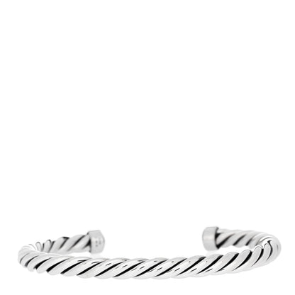 David Yurman Sterling Silver Onyx 6mm Cable Classic Cuff Bracelet 2 of 3