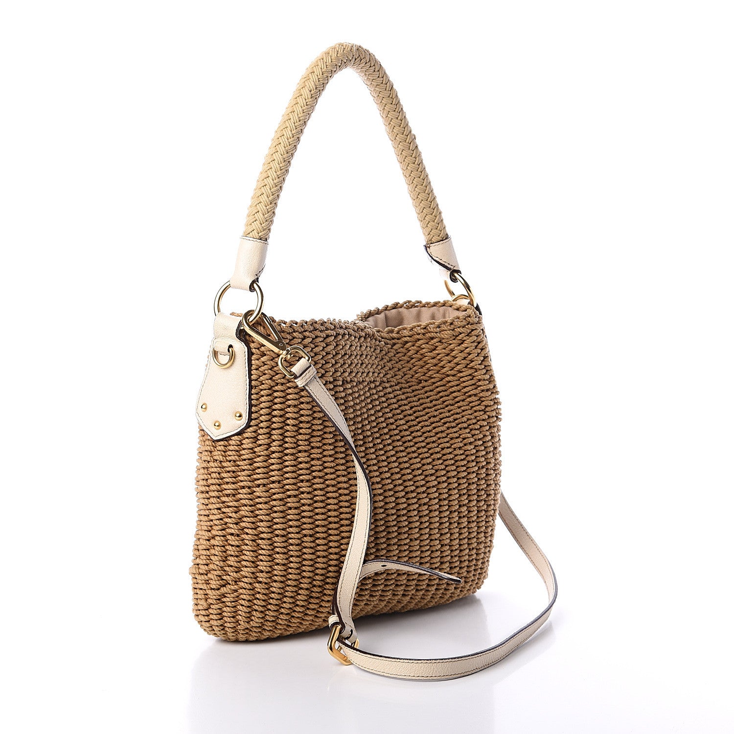 Prada Paglia Cinghiale Hobo Naturale Cera 2 of 8