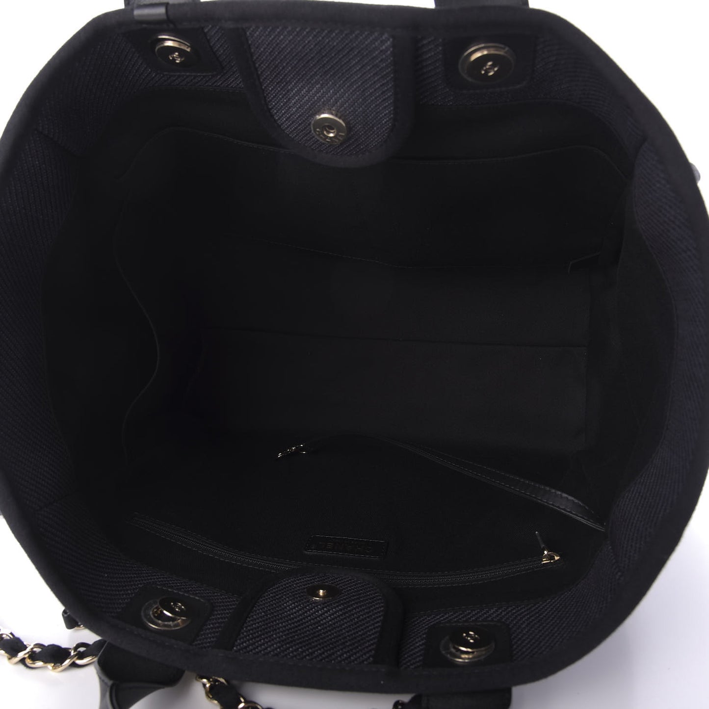 Mixed Fibers Calfskin Medium Deauville Tote Black