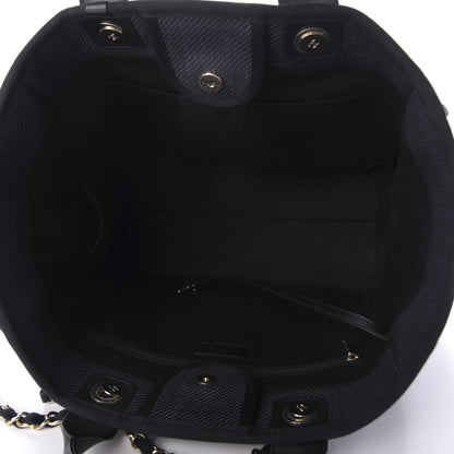 Chanel Mixed Fibers Calfskin Medium Deauville Tote Black 5 of 10