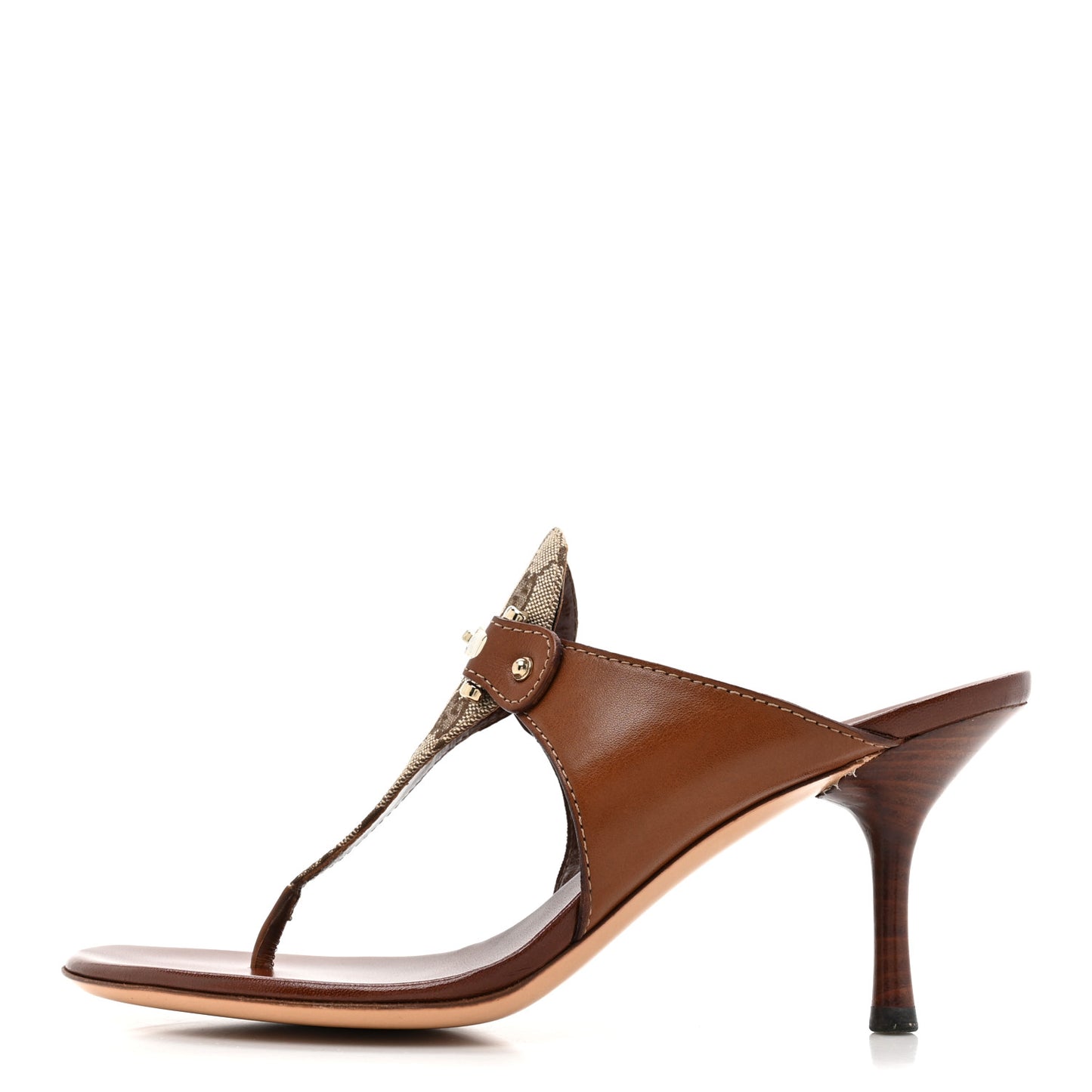 Monogram Womens Thong Heel Sandals 7 Brown