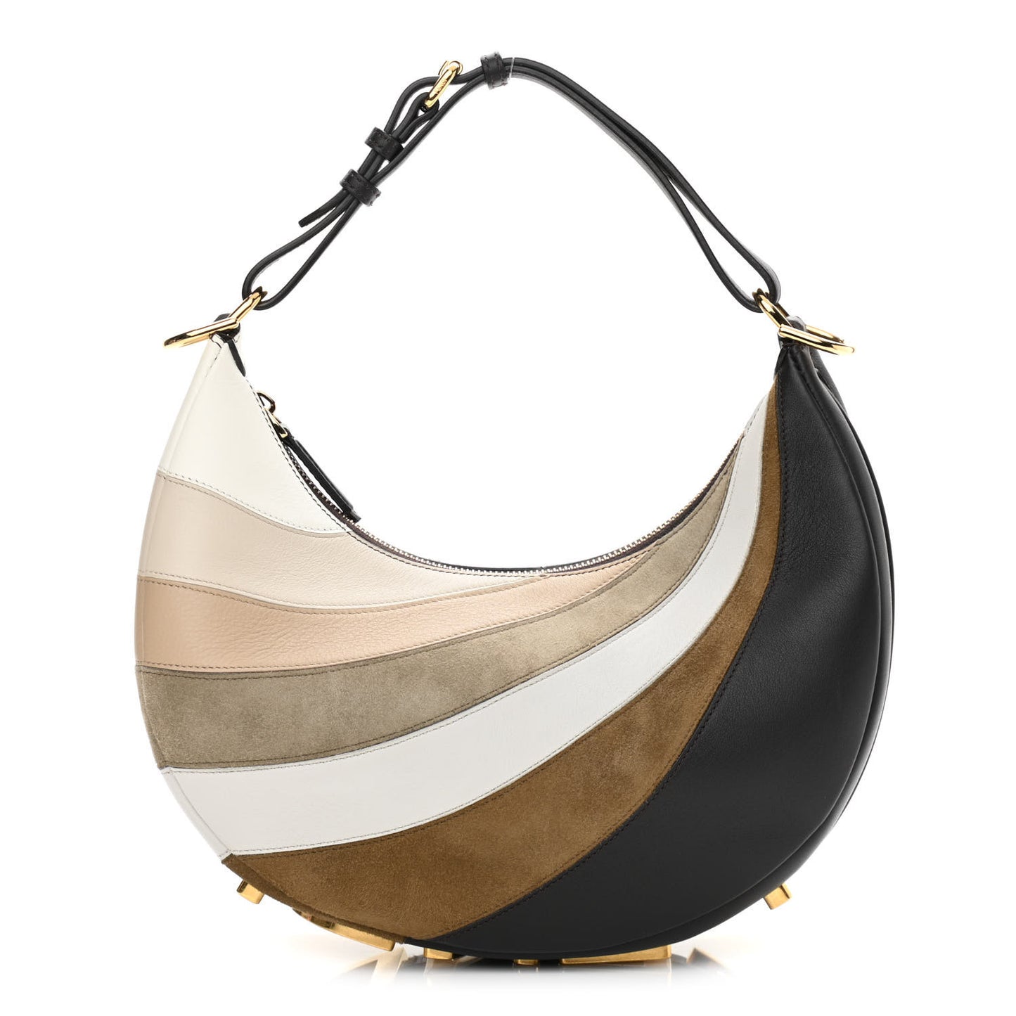 Vitello Seta Goatskin Suede Rainbow Inlay Small Fendigraphy Hobo Bag Grigio Multicolor Ebano
