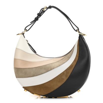 Fendi Vitello Seta Goatskin Suede Rainbow Inlay Small Fendigraphy Hobo Bag Grigio Multicolor Ebano 1 of 11