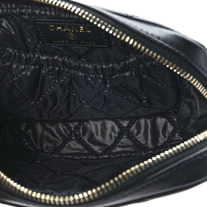 Chanel Lambskin Quilted Small Curvy Pouch Cosmetic Case Black 5 of 9