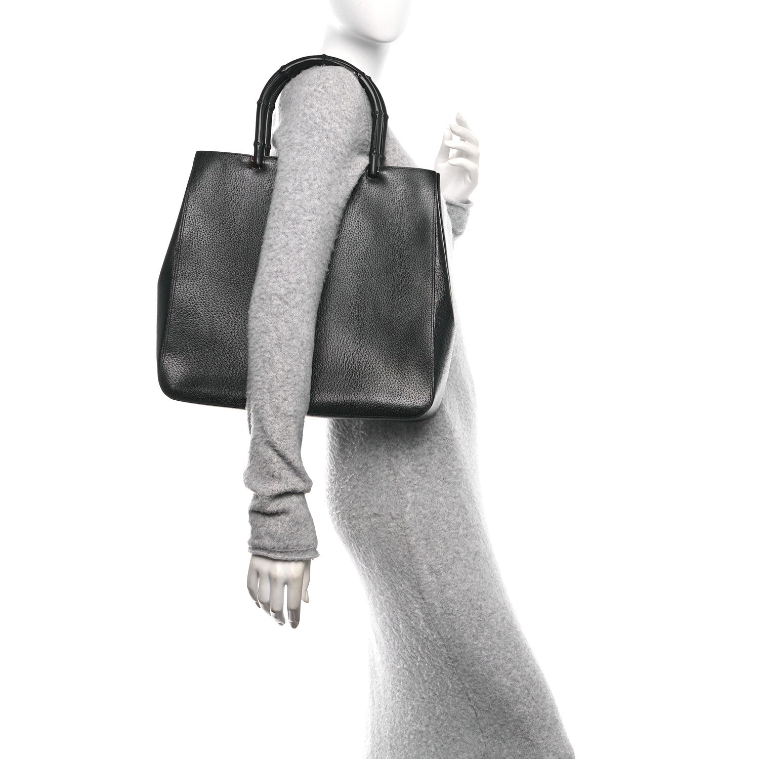 Gucci Pigskin Cinghiale Bamboo Tote Black 2 of 10