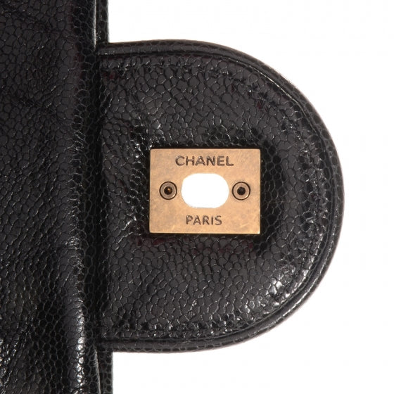Crumpled Grained Calfskin Quilted Large Shiva Flap Black