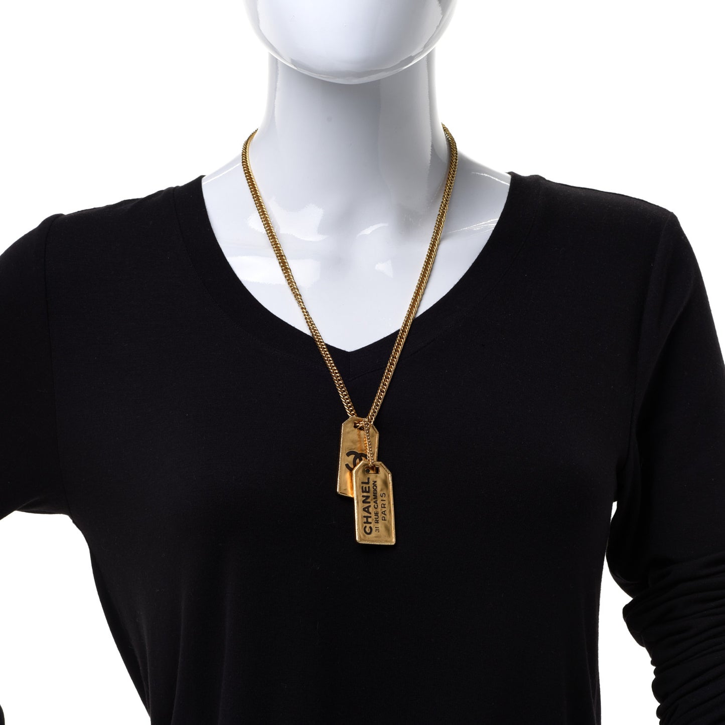 ID Dog Tag Charm Necklace Gold