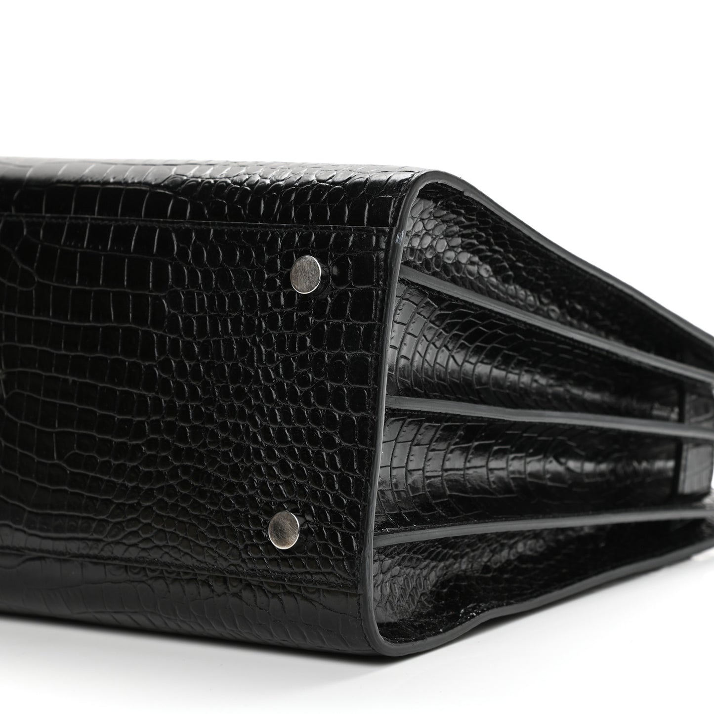 Calfskin Crocodile Embossed Small Sac de Jour Black