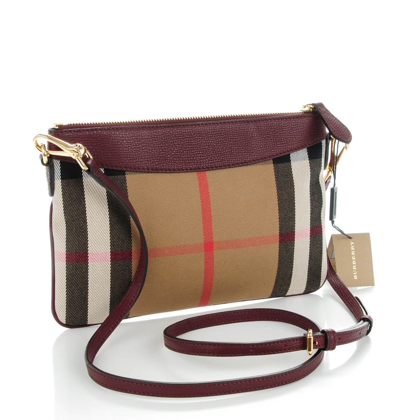 House Check Derby Peyton Crossbody Clutch Bag Mahogany Red
