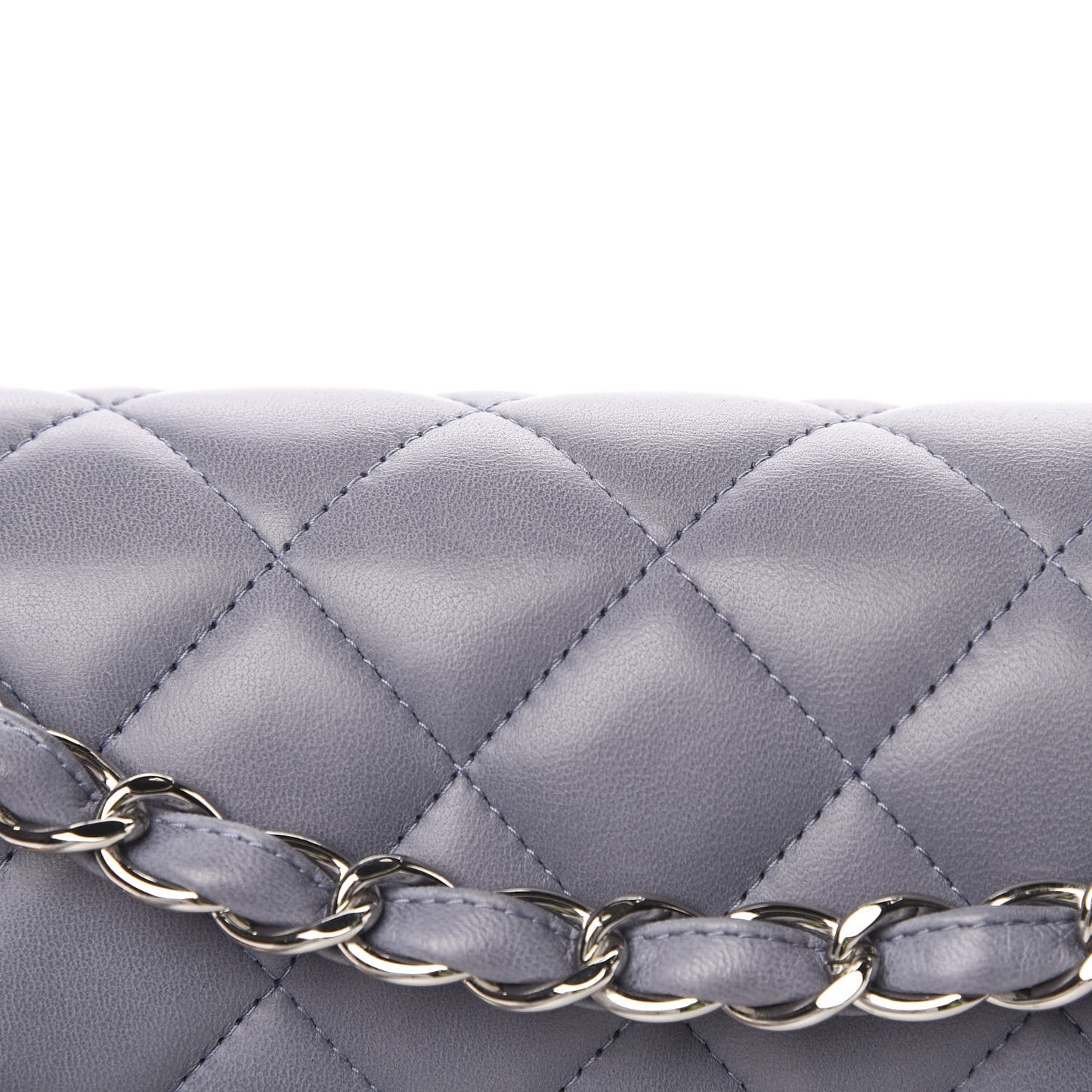 Lambskin Quilted Maxi Double Flap Light Blue