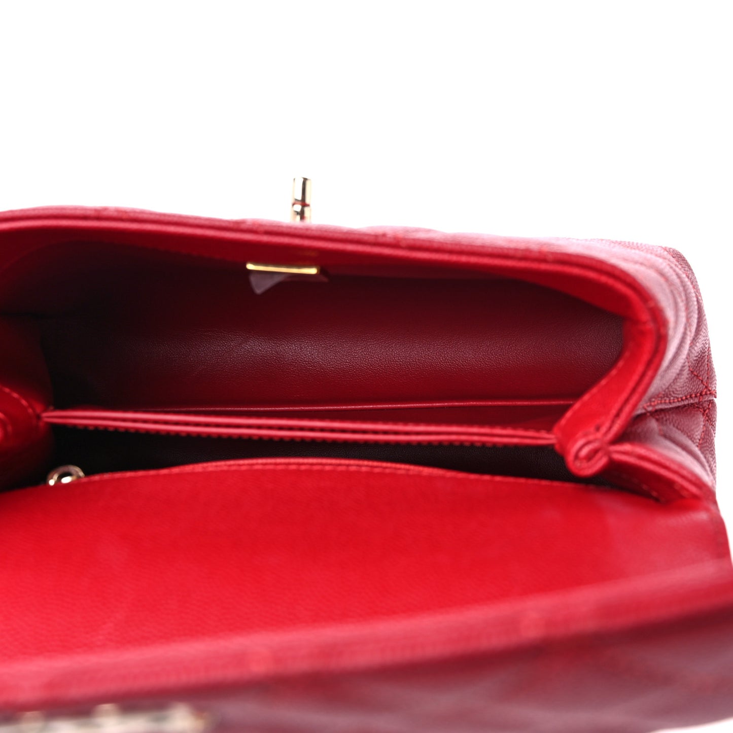 Caviar Quilted Mini Coco Handle Flap Red
