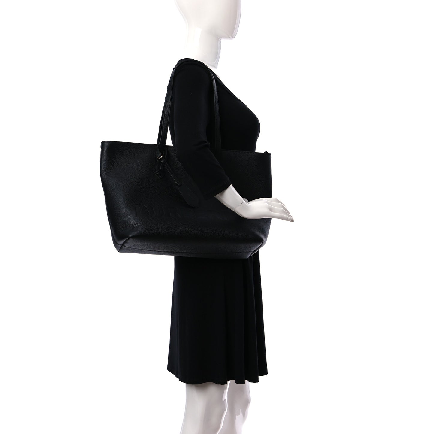 Calfskin Logo Embossed Medium Ardwell Tote Black