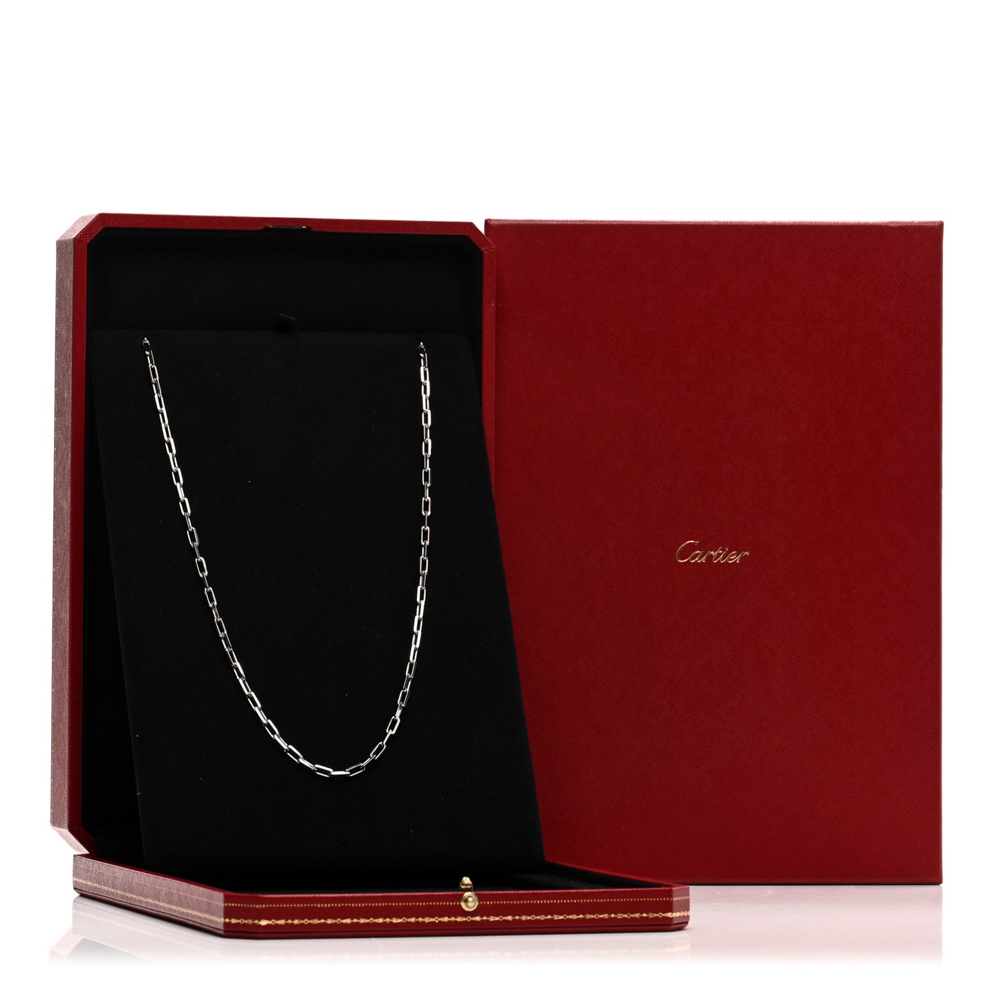 18K White Gold SM Santos De Cartier Link Necklace