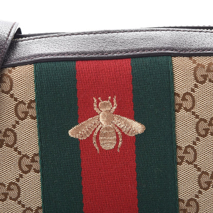 Gucci GG Supreme Monogram Web Small Webby Bee Shoulder Bag Dark Brown 8 of 9