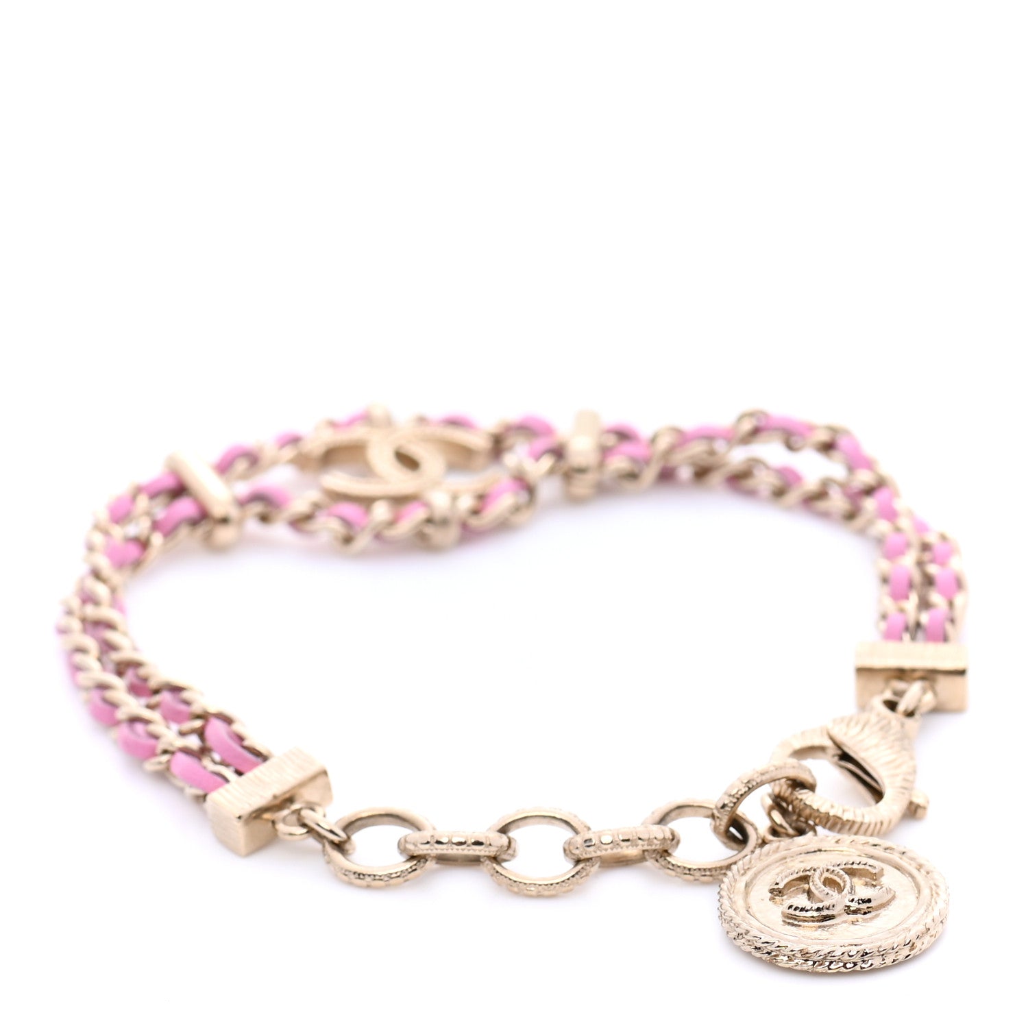 Chanel Metal Lambskin CC Chain Link Bracelet Pink 3 of 5