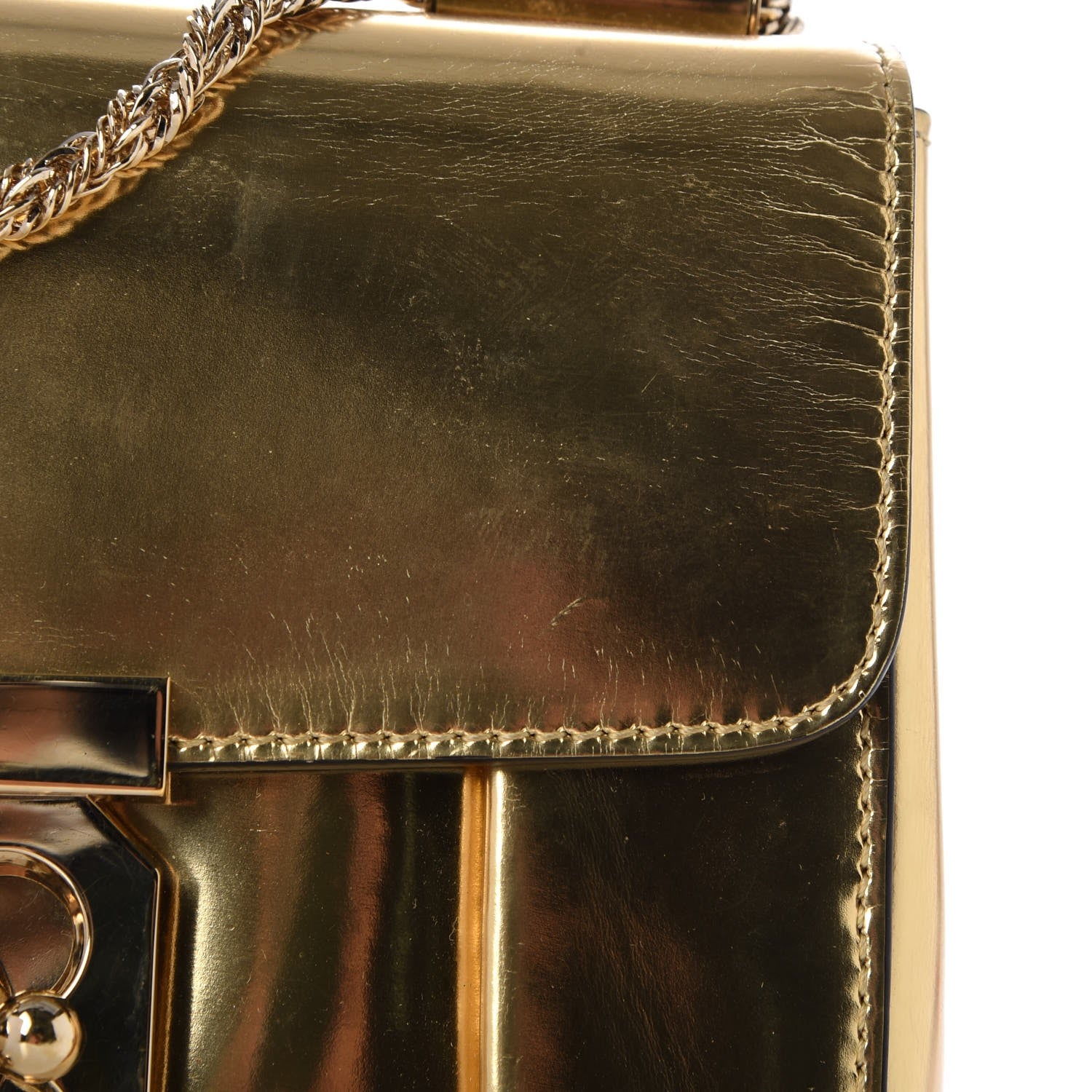 Chloe Metallic Calfskin Small Elsie Shoulder Bag Gold 14 of 16