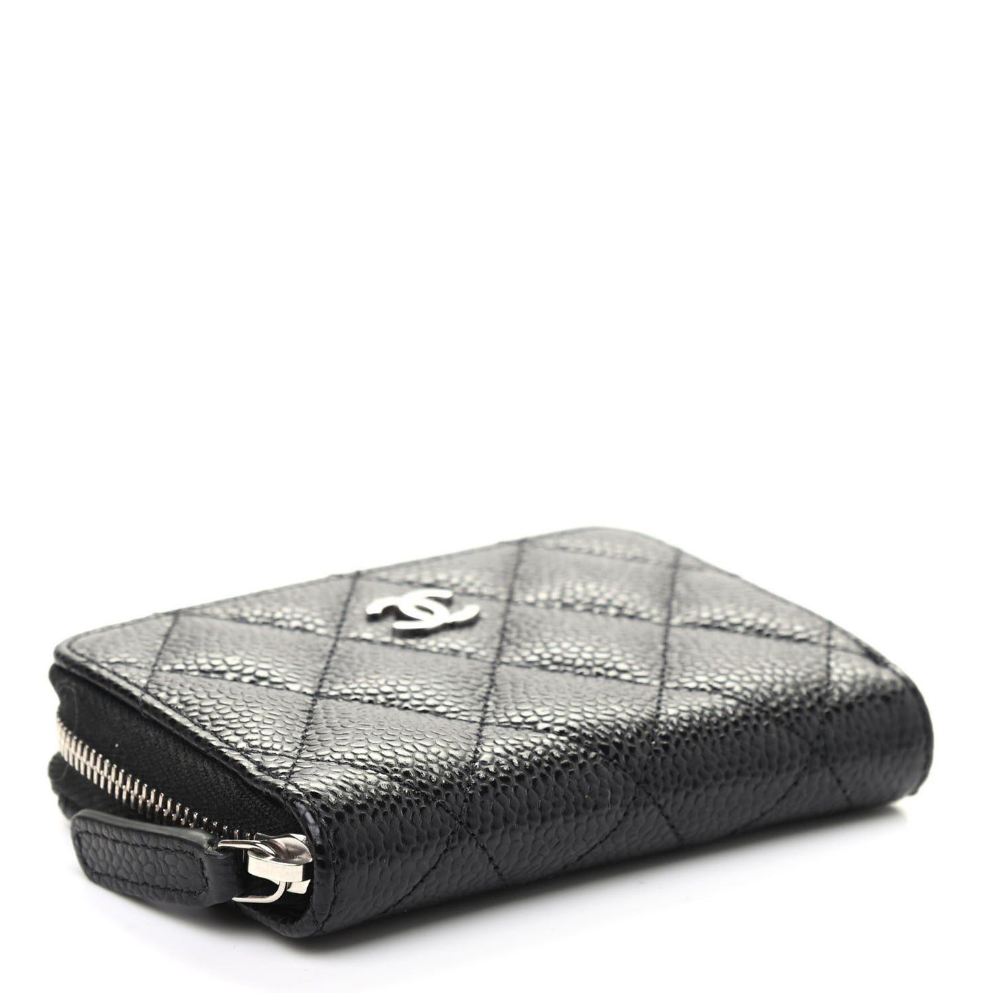 Caviar Quilted Zip Coin Purse Black