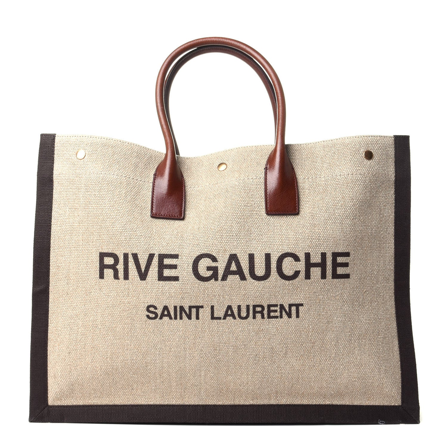 Saint Laurent Linen Calfskin Rive Gauche Tote Natural 1 of 9